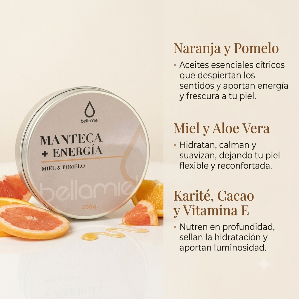 Manteca corporal +Energia Miel & Pomelo 200g