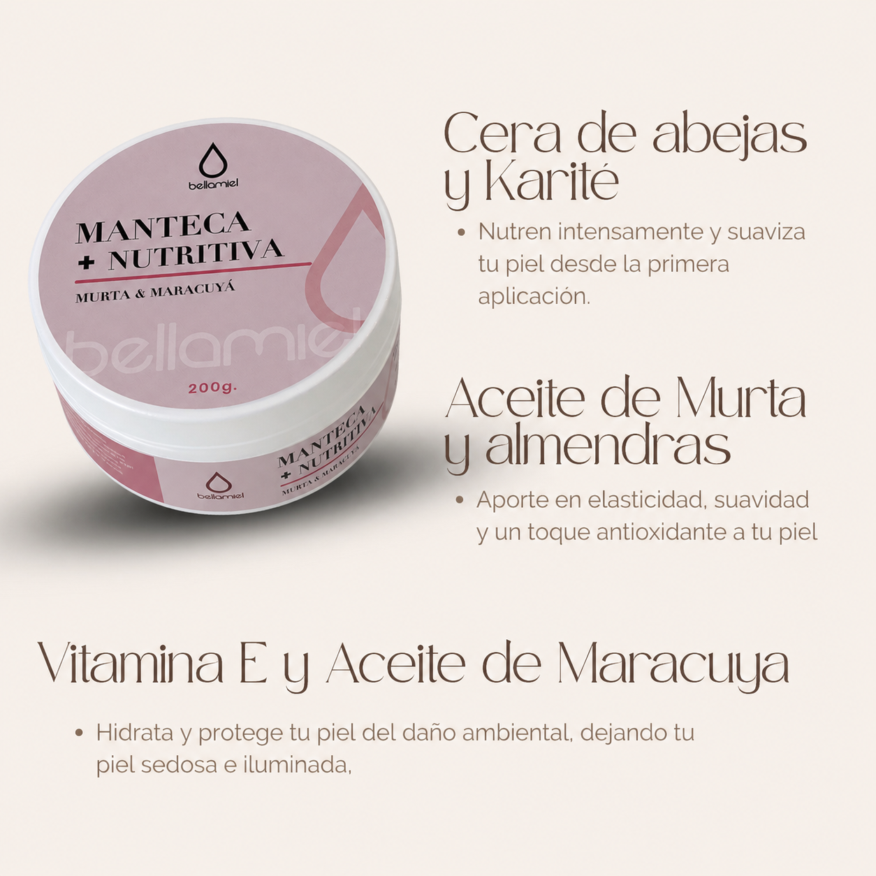 Manteca Corporal+ Nutritiva Murta y Maracuya 200g